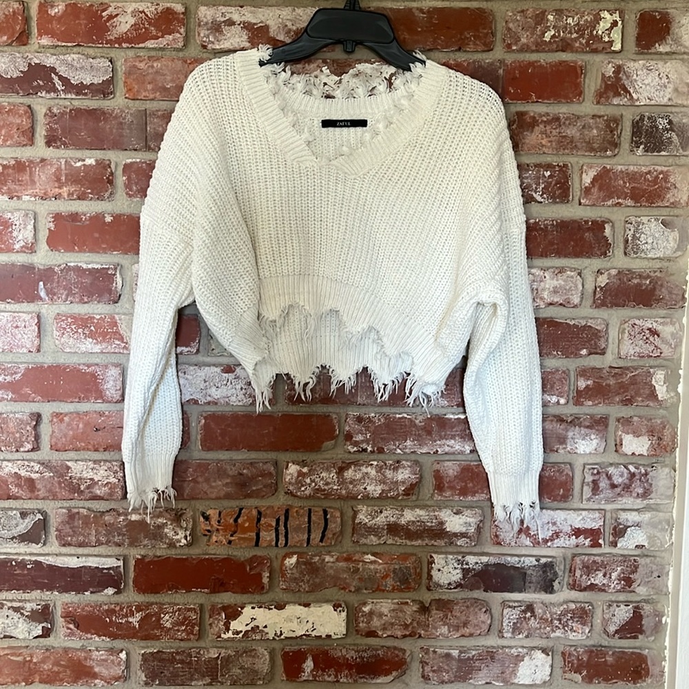 White cropped sweater